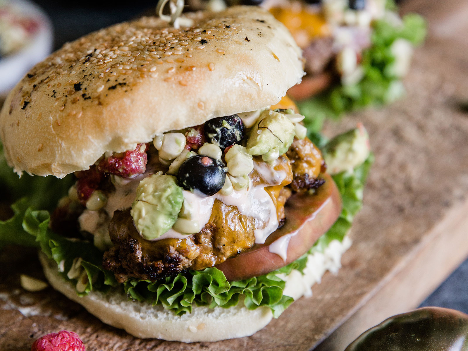 Summer BBQ Burger with Blueberry & Corn Salsa - California Giant Berry Farms